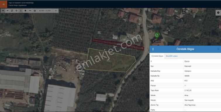 Düzce Kaynaşlı – Üçköprü Mevkii'nde Yer Alan Sanayi İmarlı Arsa 2144 M2 Arsa