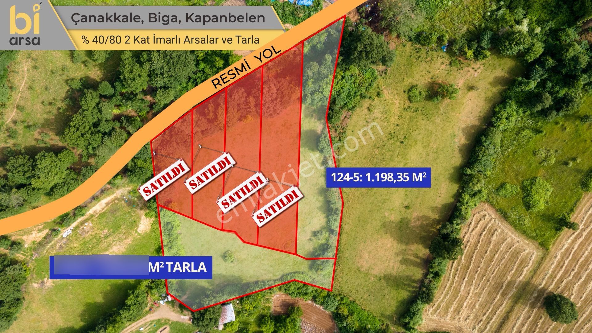 Biga Kapanbelen Köyünde Çan Yoluna Yakın 1.632,03 M² Tarla - Görsel 34