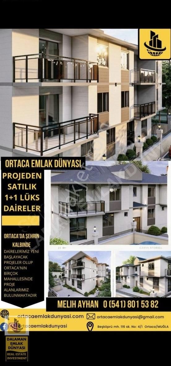 Ortaca'da Şehrin Kalbinde Projeden Satılık 1+1 Daireler