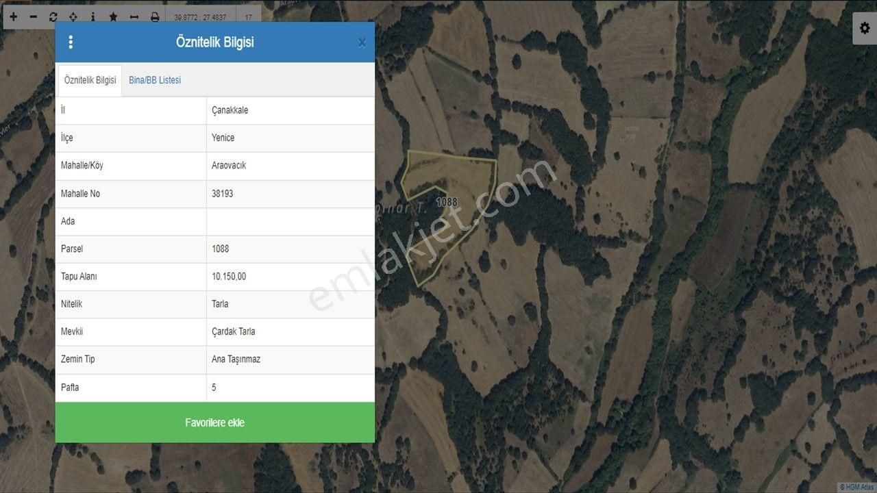 Çanakkale Yenice Araovacık Da Satılık Tarla - Görsel 8