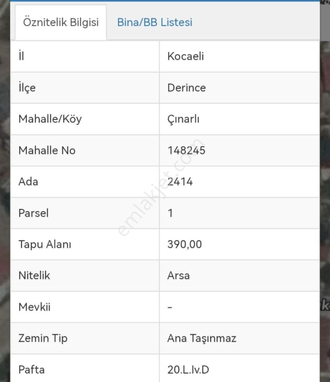 Kocaeli Derince İlçesin Çınarlı Mahallesi Satılık Arsa - Görsel 2