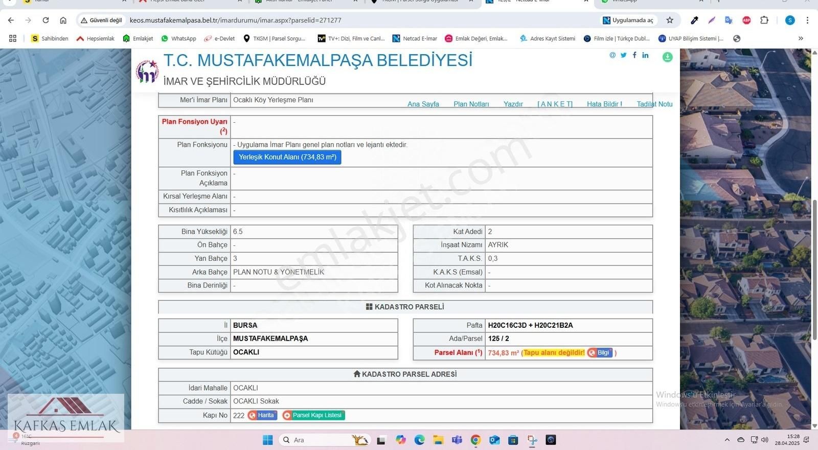 Ocaklı Mh. 2 Kat İmarlı 735 M2 Arsa (hobi Bahçesi) - Görsel 4