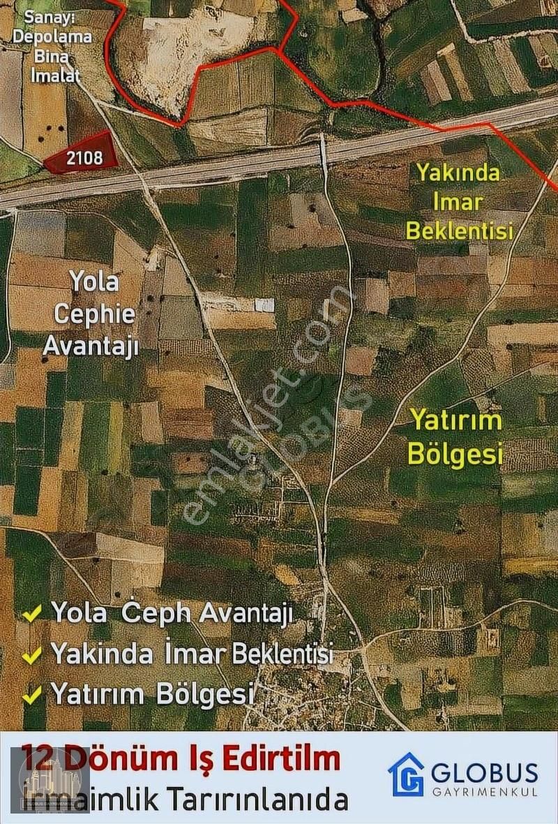 Globustan İrfaniye Merkez Yakını 12 Dönüm Tek Tapu, Yola Cephe