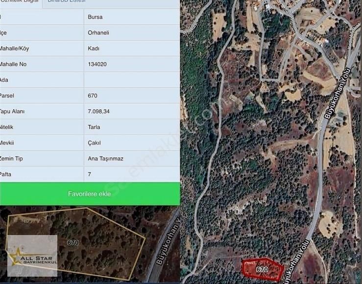 Orhaneli'de Asfalta Cephe 7098 M2 Müstakil Parsel