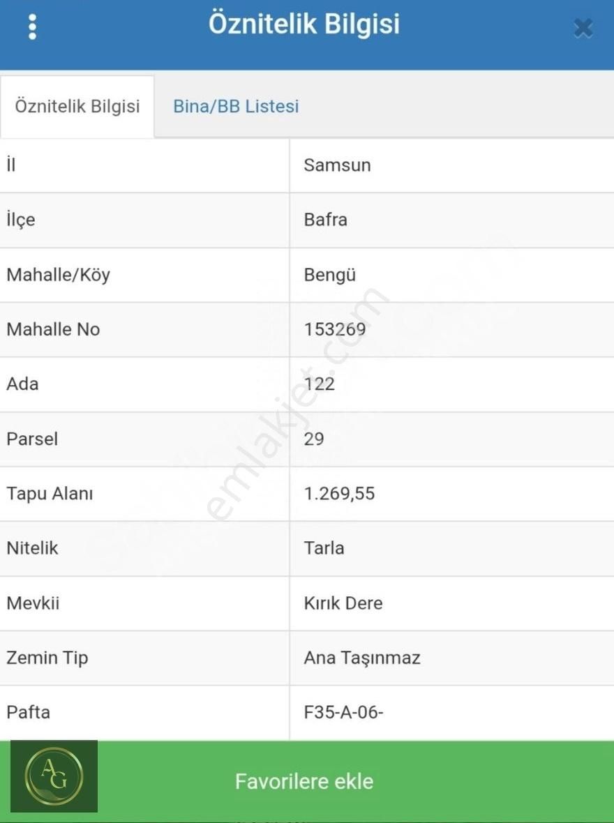 Ahşena'dan Samsun Bafra'da 1269 M2 Yatırım Fırsatı Satılık Arazi