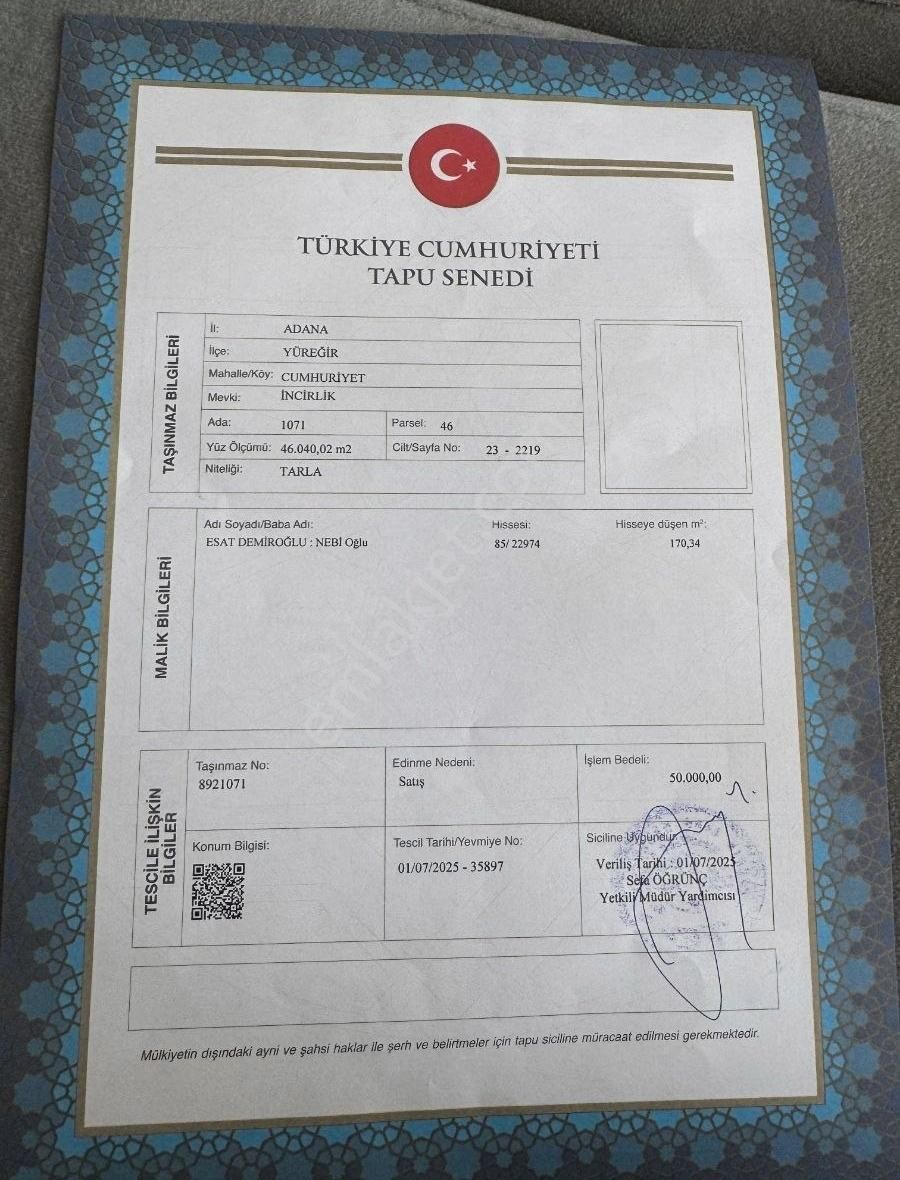Yüreğir Güzelevler Mahallesi'nde Satılık 170 Metre Tapu