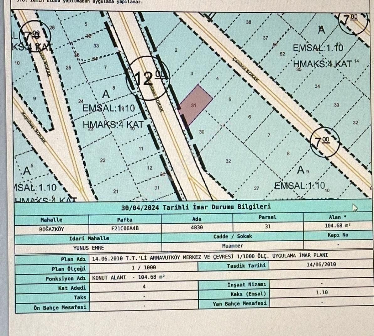 Satılık Arnavutköy Bölgesinde İmarlı İfrazlı Arsa Tek Tapu
