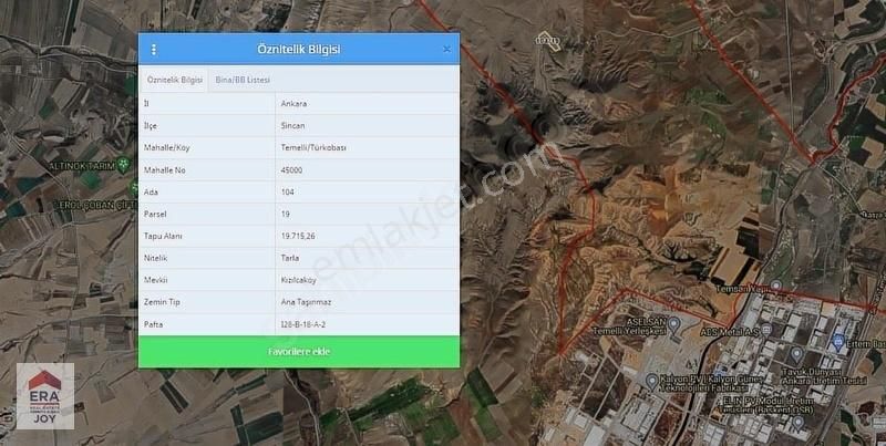 Ankara Nın Sanayi Kalbi Türkobasında Satılık 1500 M2 Tarla
