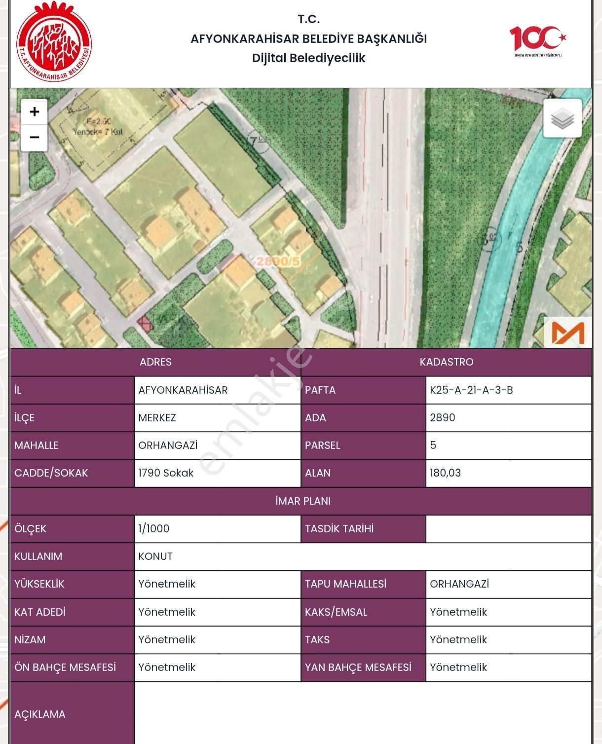 Köken Emlak Tan Harika Konum Satılık 180m2 Arsa