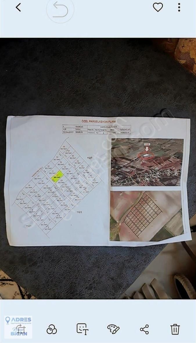Tekirdağ Saray Demirler Mah. Satılık Muhafakatlı 300 M2 Tarla