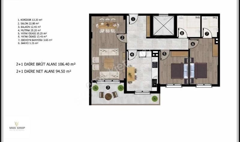 Vadi Grup'tan Eğriköprü'de 2+1 100m2 Full Yapılı Daireler!