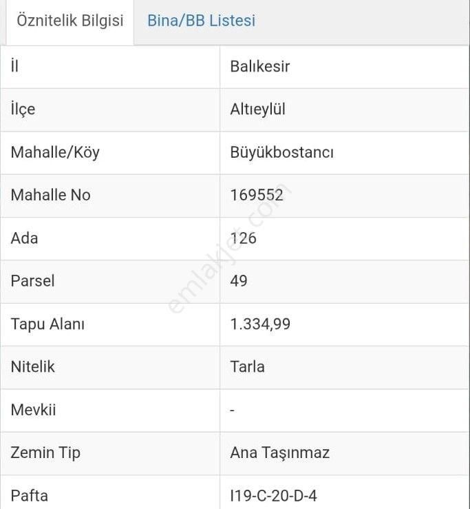 Blk B.bostancı Mh. 1334m2 Kadastro Yoluna Cepheli Meyve Bahçesi