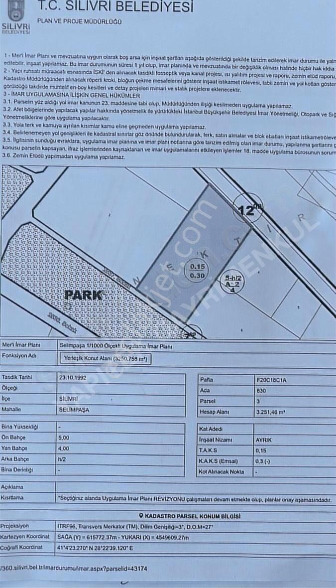 Selimpaşa'da Otoban Kenarı 3251m2 Satılık