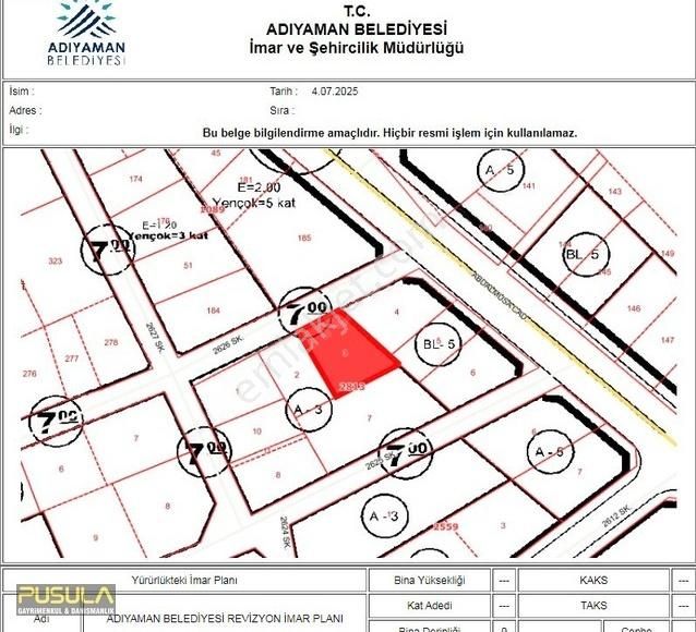 Pusula Gm Yeni Mahalle Körler Derneği Batısı 323m2 Arsa