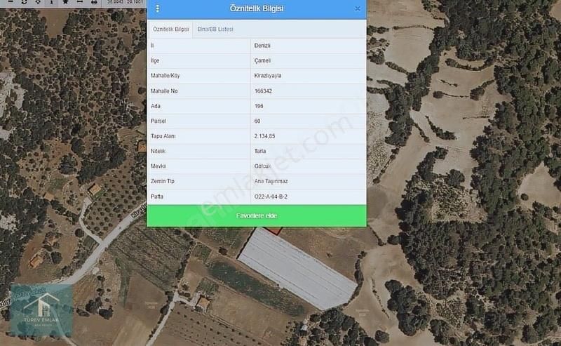 Türev Emlaktan Çameli Kirazlıyaylada Satılık Arazi