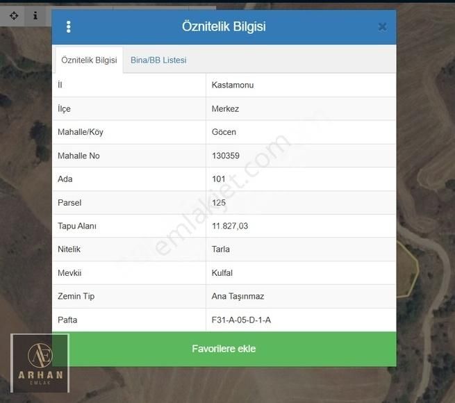 Kastamonu Merkez Göcen Köyü Satılık 11.827,03 M2 Satılık Tarla