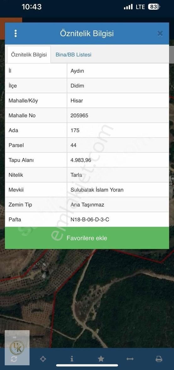 Aydın Didim Hisar'da/şehre Yakın/tek Tapu/çevrili/4.983 M2 Tarla