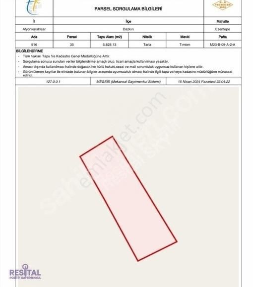 Dazkırı Esentepe 'de Geleceğe Yönelik Yatırım Fırsatı