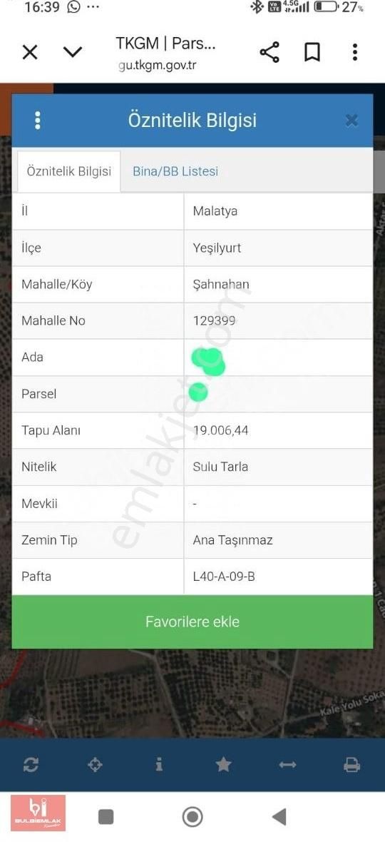 Bulbiemlak'tan Şahnahanda 19.5 Dönüm Sulu Tarla