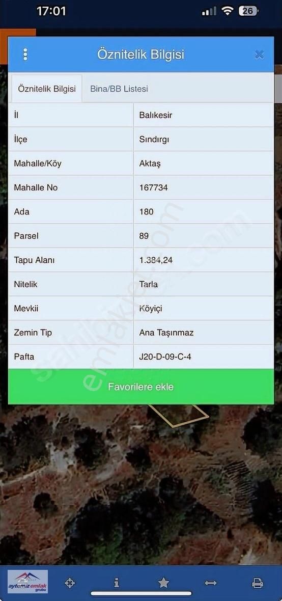 Balıkesir Sındırgı Aktaş Mahallesinde Köyiçi 1384 M2 Arsa
