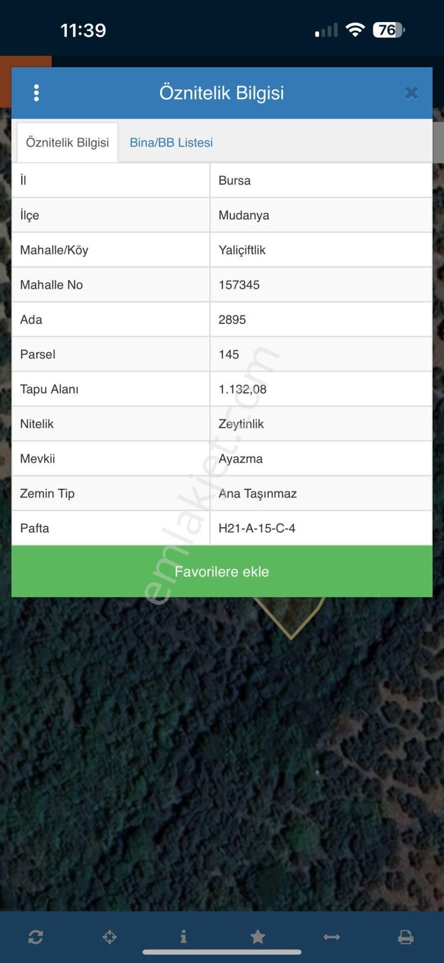 Bursa Mudanya Yalıçiftlik Fırsat Zeytinlik 1132m2 - Görsel 2