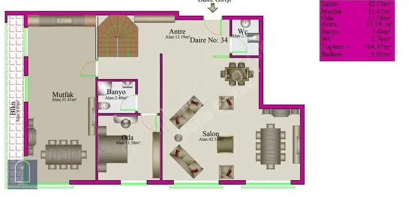 Ayrancı Yeşilyurt Sıfır Projede Harika Dubleks Satılık - Görsel 3