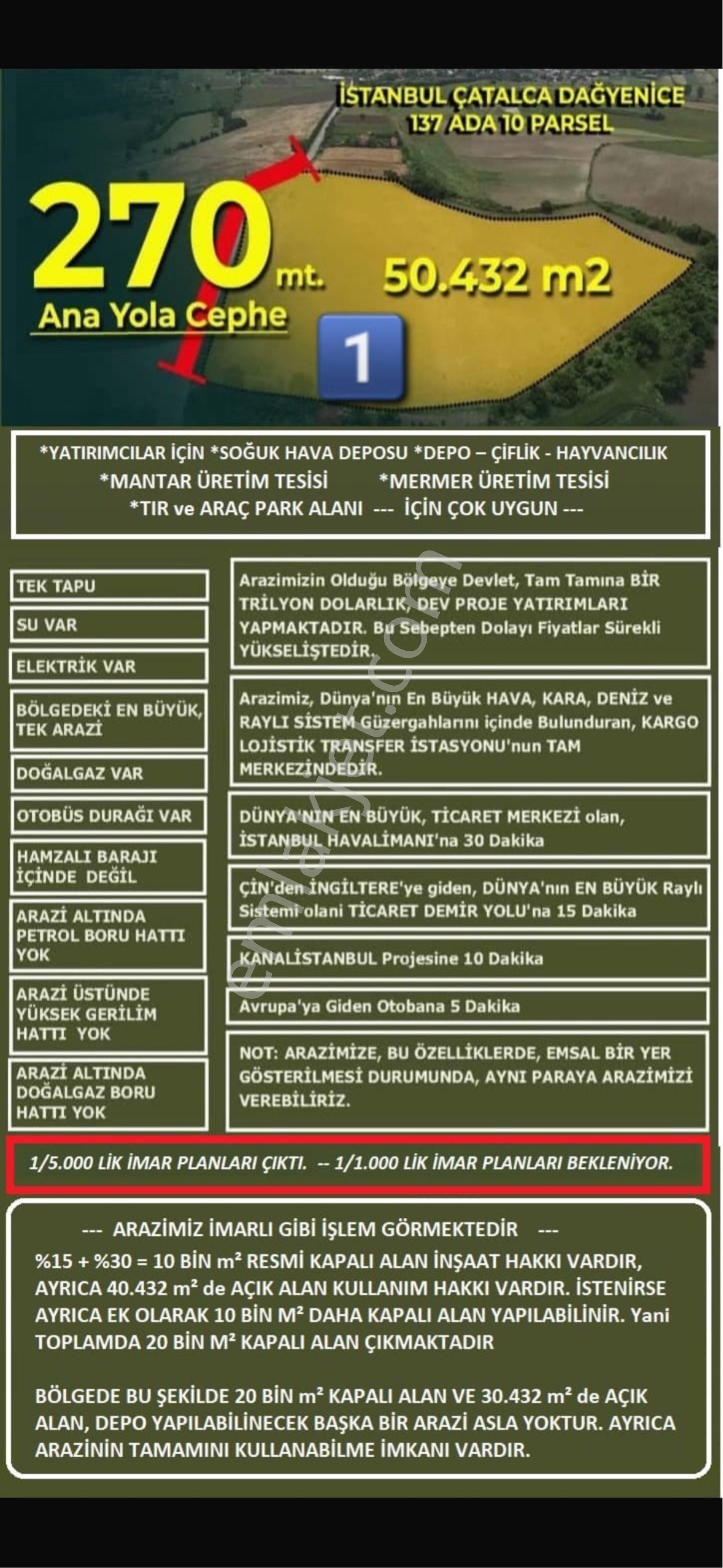 Realite Tapudan İstanbulda Satılık Mühteşem Arazi