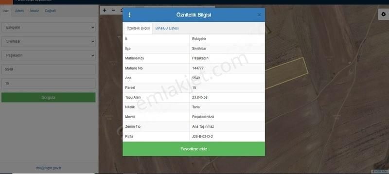 Loft Gayrimenkulden Sivrihisar Paşakadın 'da Satılık Tarla