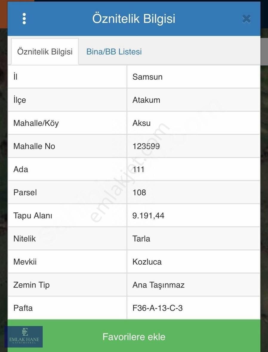 Atakum Aksu'da Yatırım Fırsatı! 9200m2 Fırsat Tarla Alan Kazanır