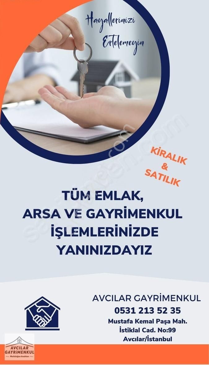 Avcılar Gayrimenkul'den Metrobüse 10 Dk Kiralık 2+1 85m2 Daire