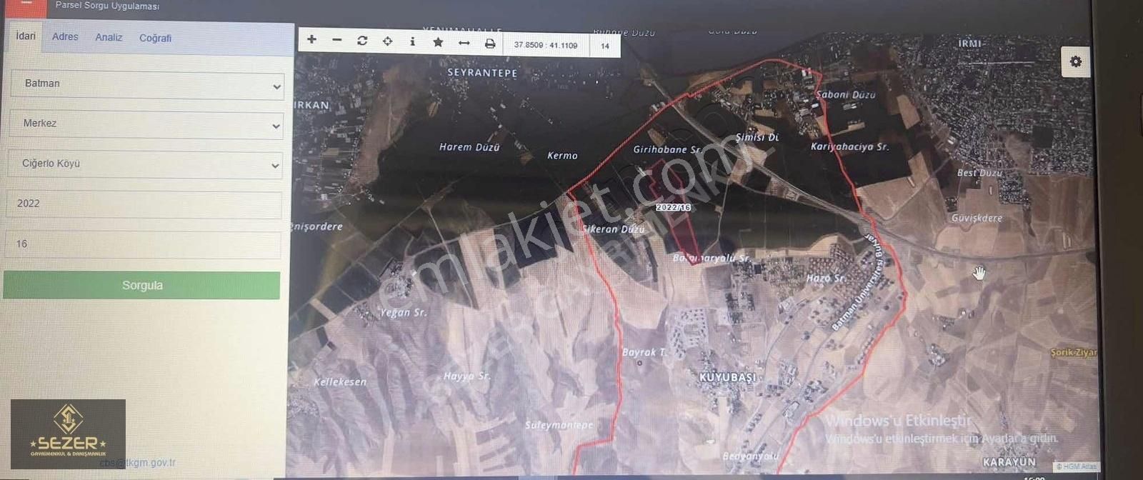 S E Z E R Gayrimenku'den Satılık Tarla