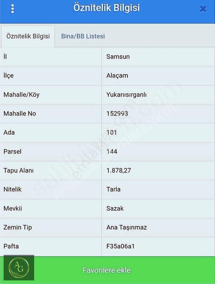 Ahşena'dan Samsun Alaçam'da Yatırıma Uygun 1878 M2 Satılık Arazi