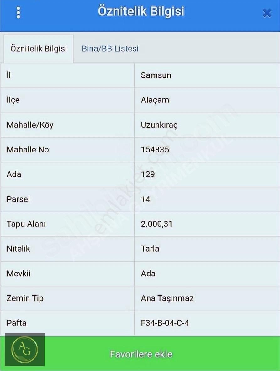 Ahşena'dan Samsun Alaçam'da Yatırıma Uygun 2000 M2 Satılık Arazi