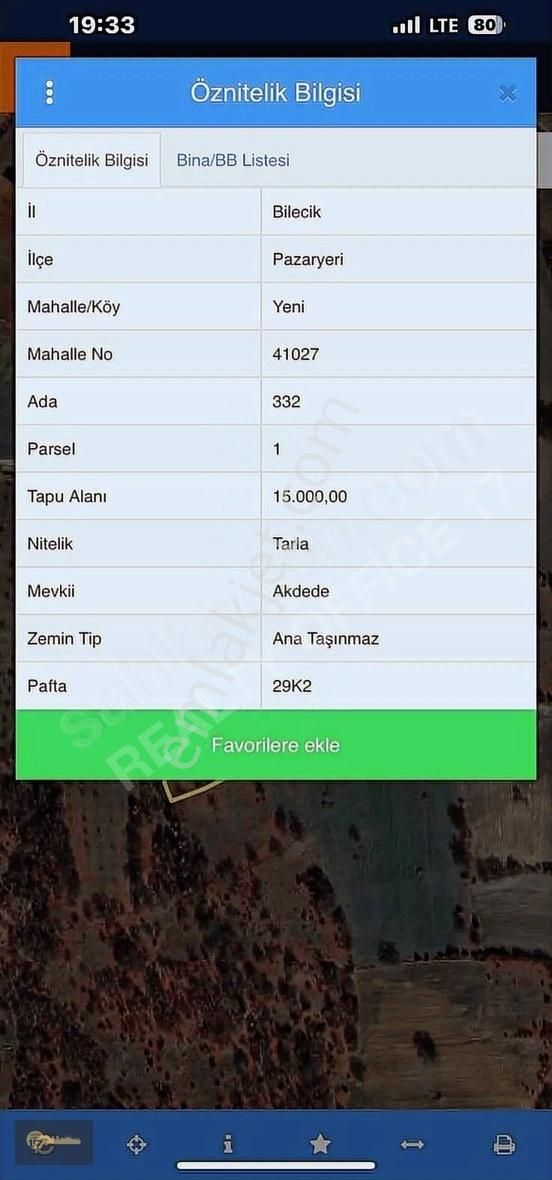 Bilecik Pazaryeri Yeni Akdede Mevki 15.000m2 Tektapu Yola Cephe