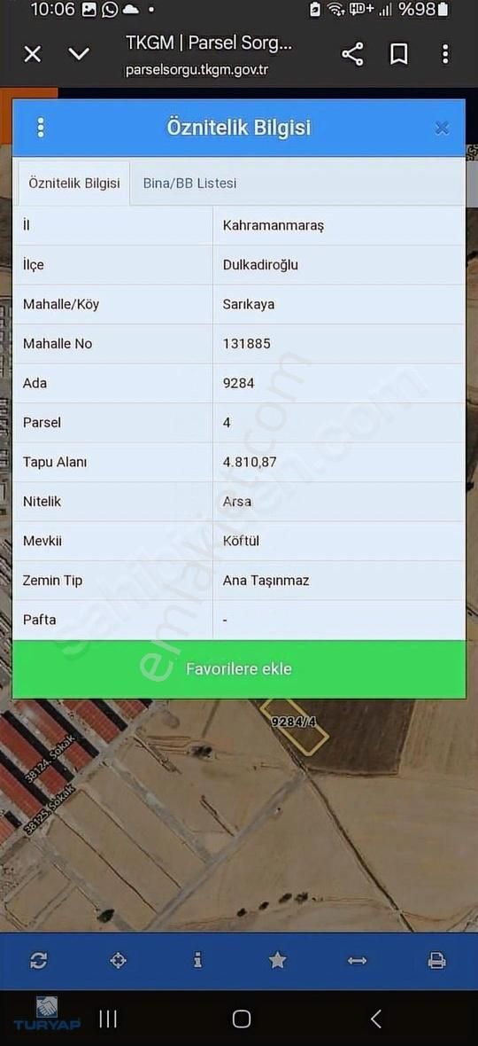 Binevler Turyap'tan Sanayi Bölgesinde Satılık Arsa...