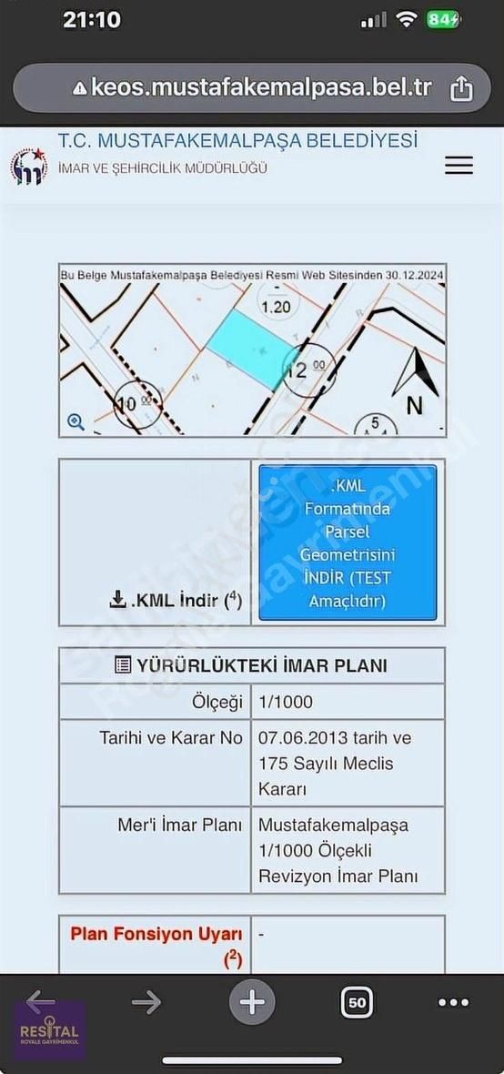 Mustafakemalpaşa' Da Asfalta Cephe Konut İmarlı Satılık Arsa - Görsel 3