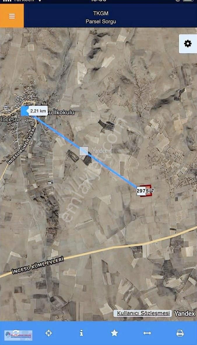 Kayseri Develi İncesuda 25.436m2 Tek Tapu Satılık Tarla
