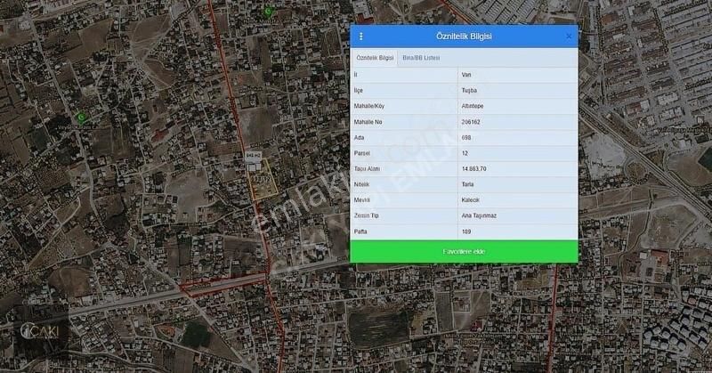 Çakı Emlaktan Satılık 944 M² Merkezi Arsa