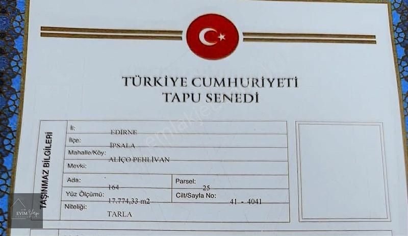 17.774 M2 Tarla 3 Tarafı Yol Sulama Kanalına Cephe!!!