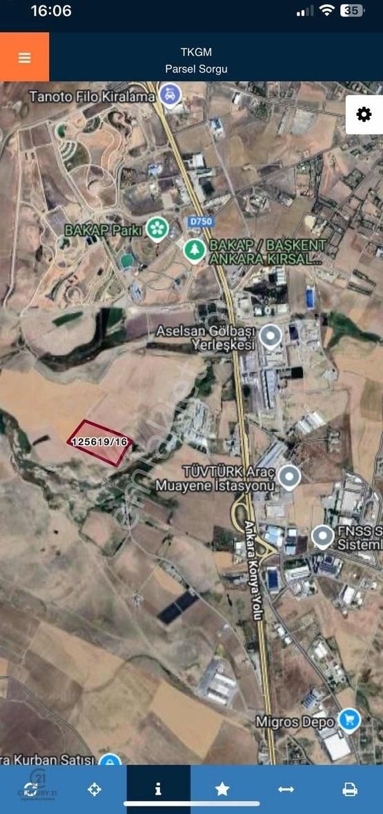 Aselsanın Karşısında Tek Tapu 82.838m2 Tarla