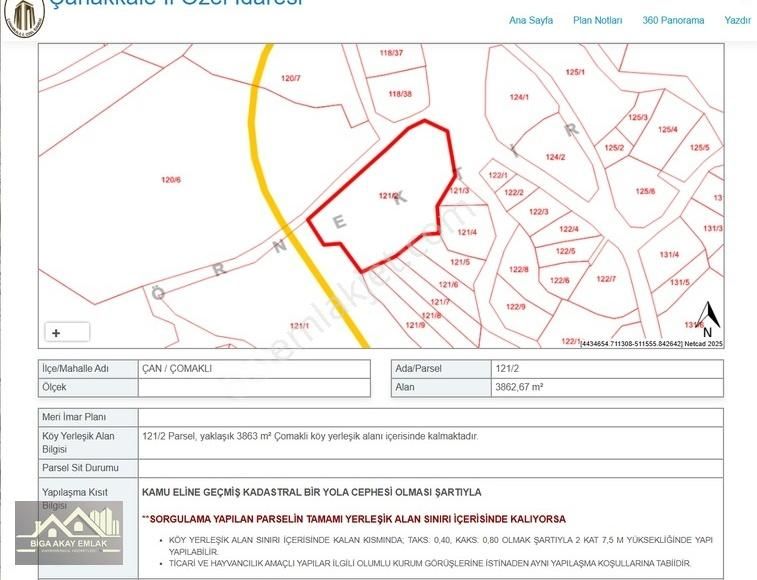 Çanakkale Çan Çomaklı 3862m2 Köyiçi İmarlı Satılık Arazi - Görsel 13