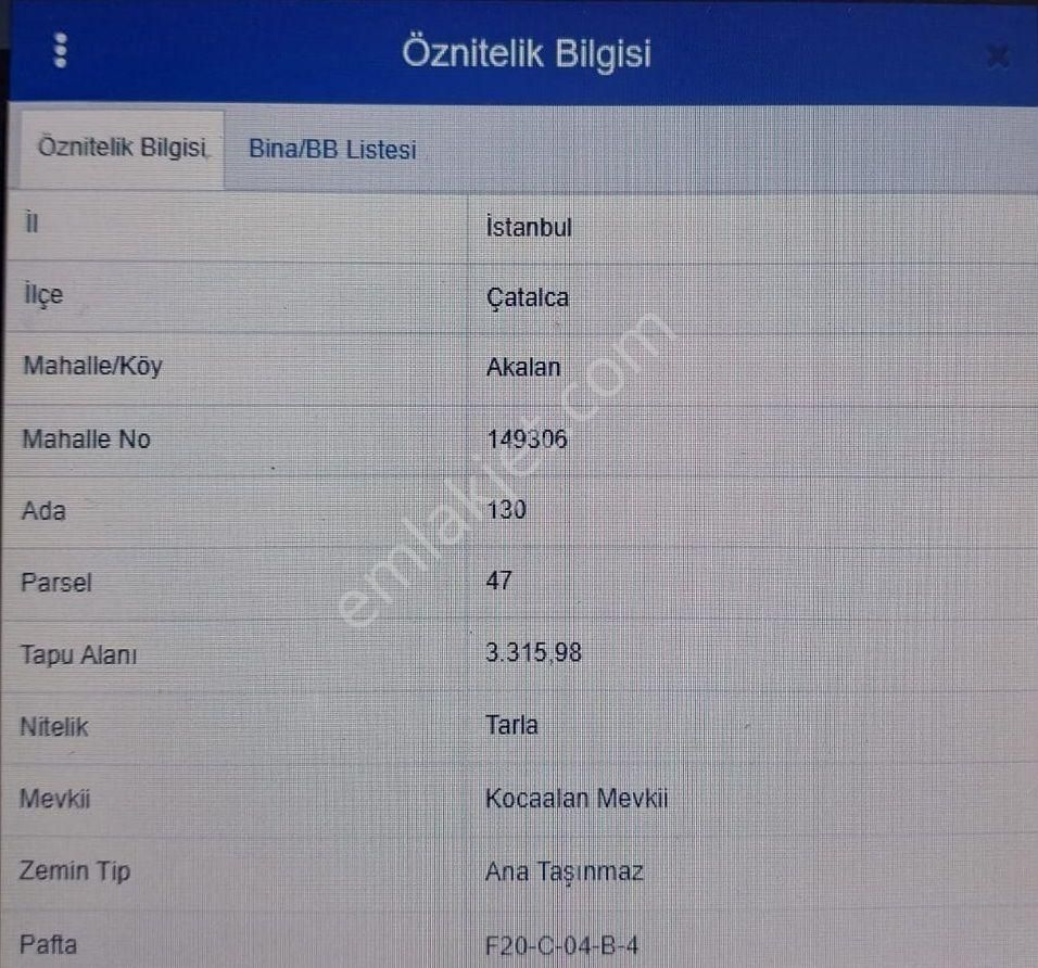 İstanbul Çatalca Akalan Mah. De Satlık Hisseli Yatırımlık Tarla