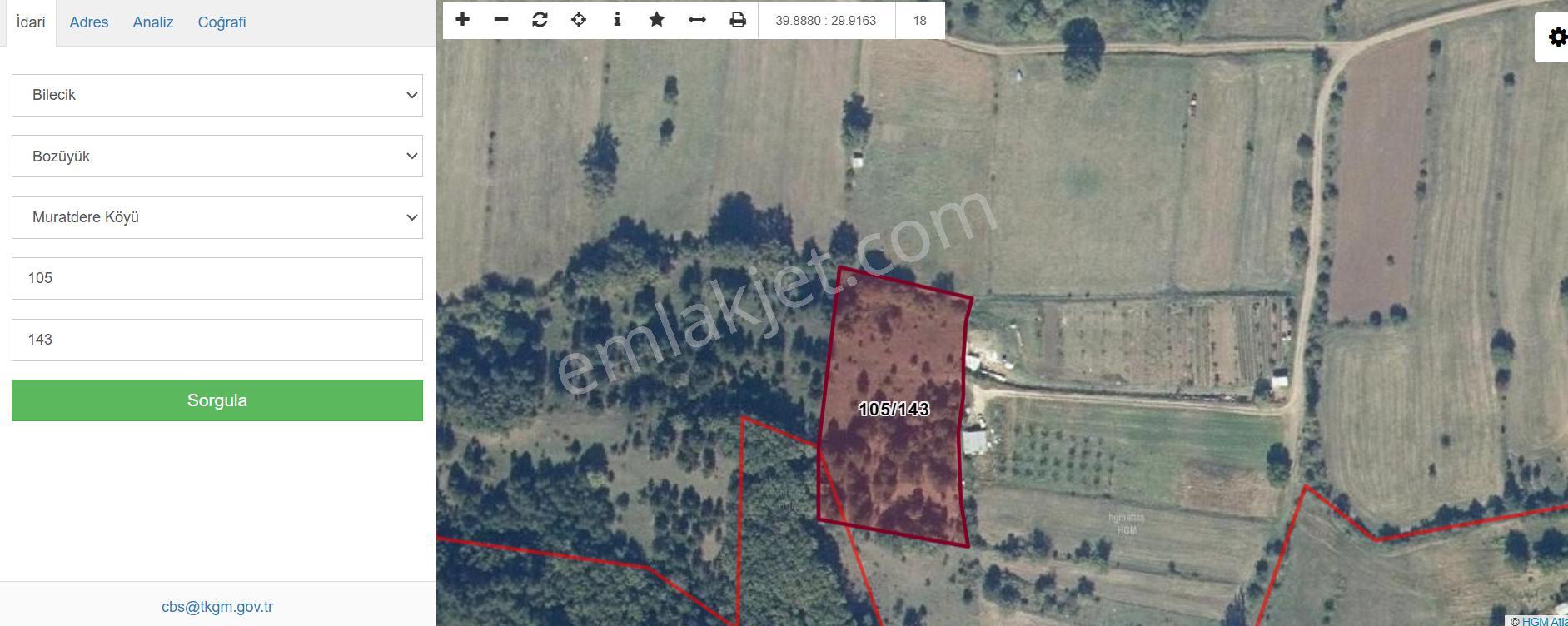 Sevgim'den Bozüyük Muratdere Köyü Satılık 4644 M2 Tarla - Görsel 3