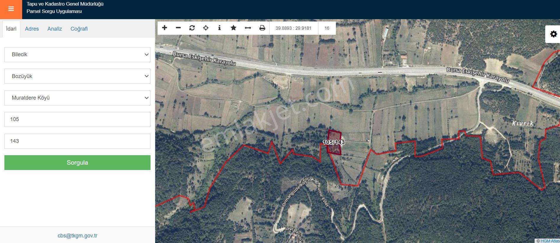 Sevgim'den Bozüyük Muratdere Köyü Satılık 4644 M2 Tarla - Görsel 2