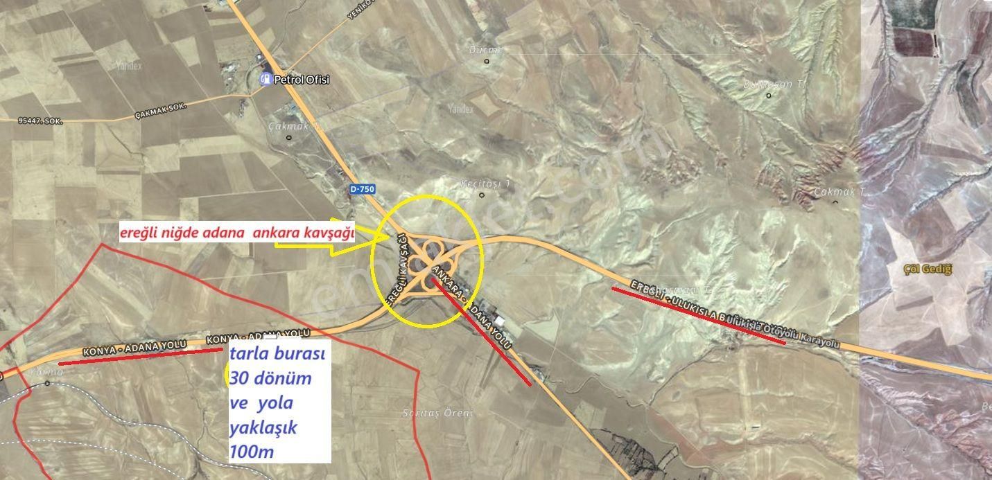 Ulukışla E -5 'e Cepheli Şeyh Ömerli Köyünde 30 Dönüm Sat Tarla