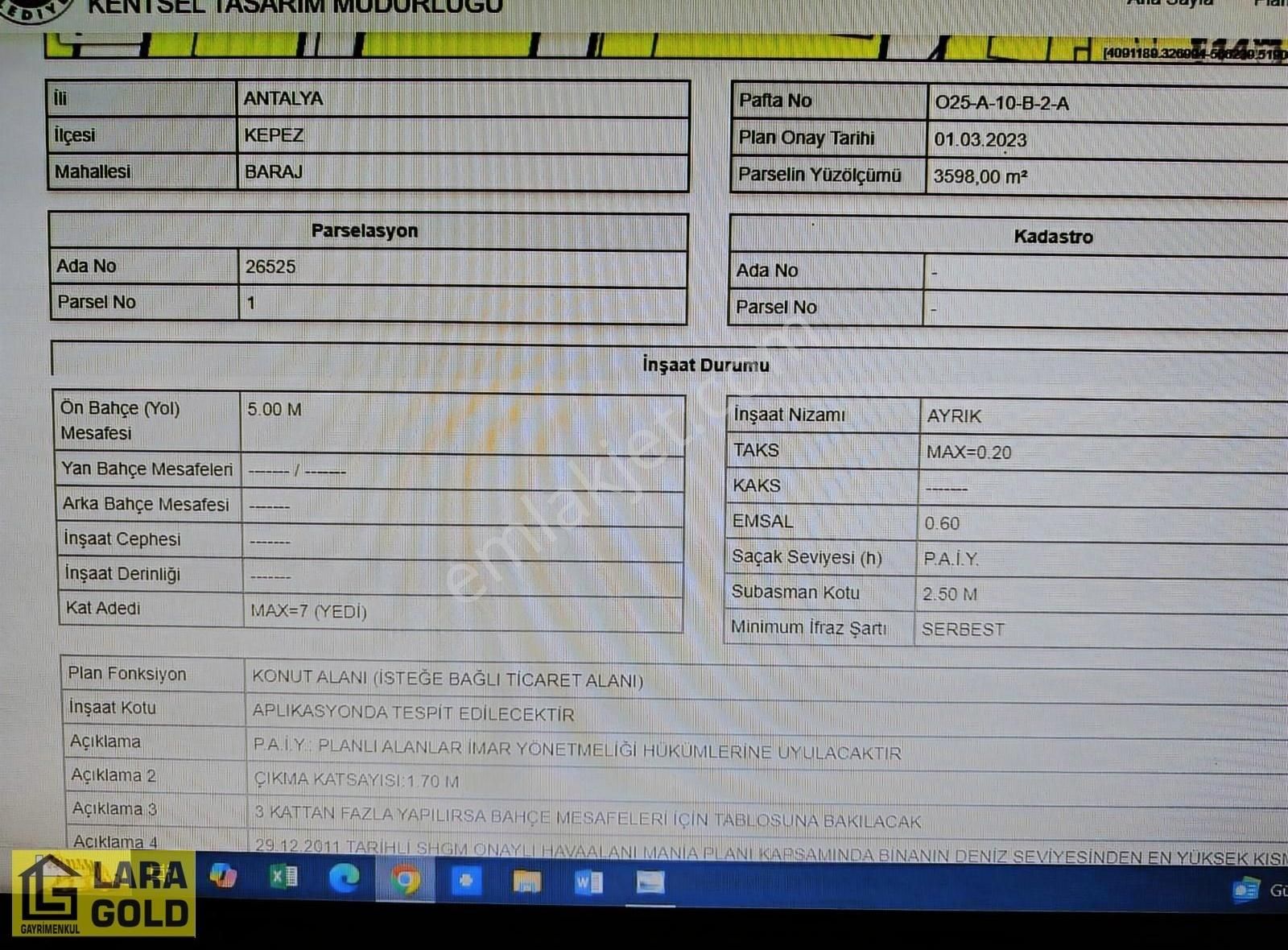 Antalya Kepez Baraj Mahallesi'nde Satılık 260 Metrekare Arsa His - Görsel 2