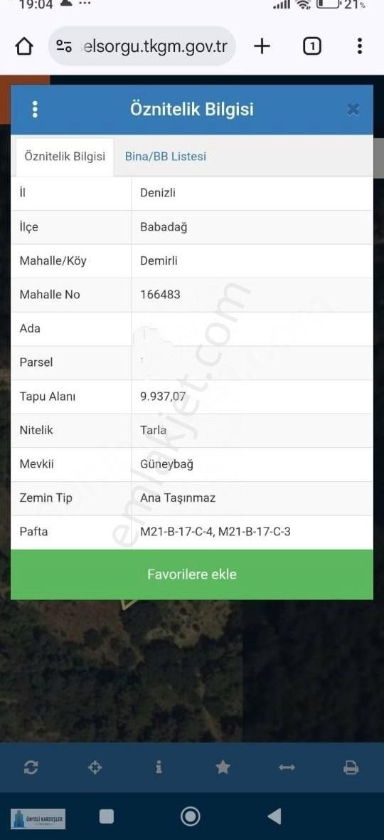 Babadağ Yaylada Satılık Tarla