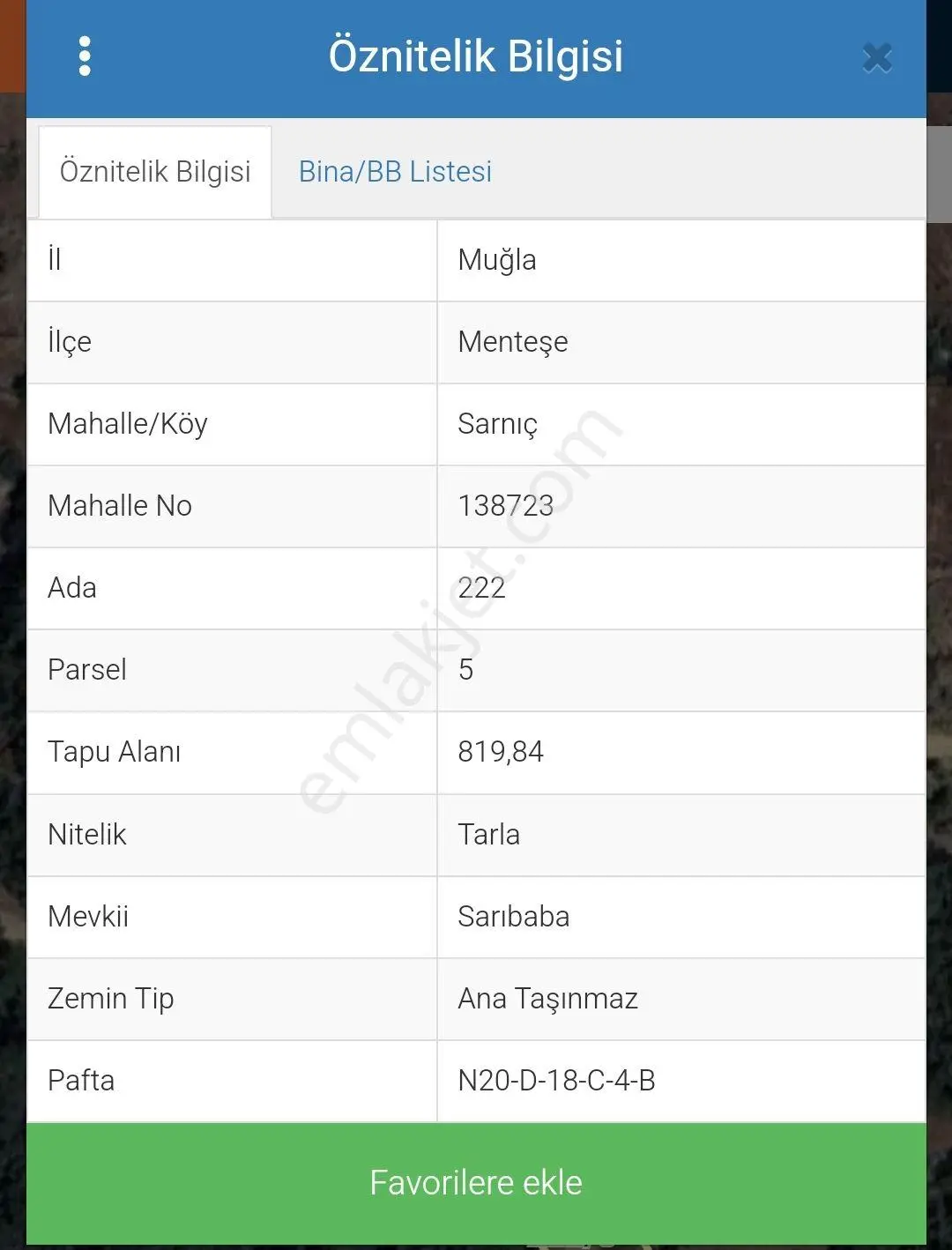 Muğla Sarnıç Satılık 819m2 Tarla - Görsel 3