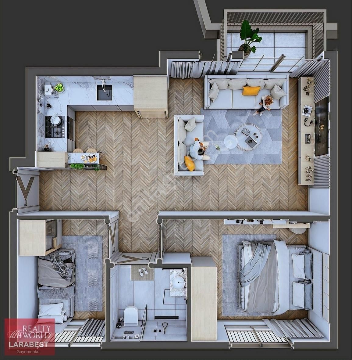 Mukan İnşaat'tan M09 Projesinden Lüks 1+1 Daireler - Görsel 16