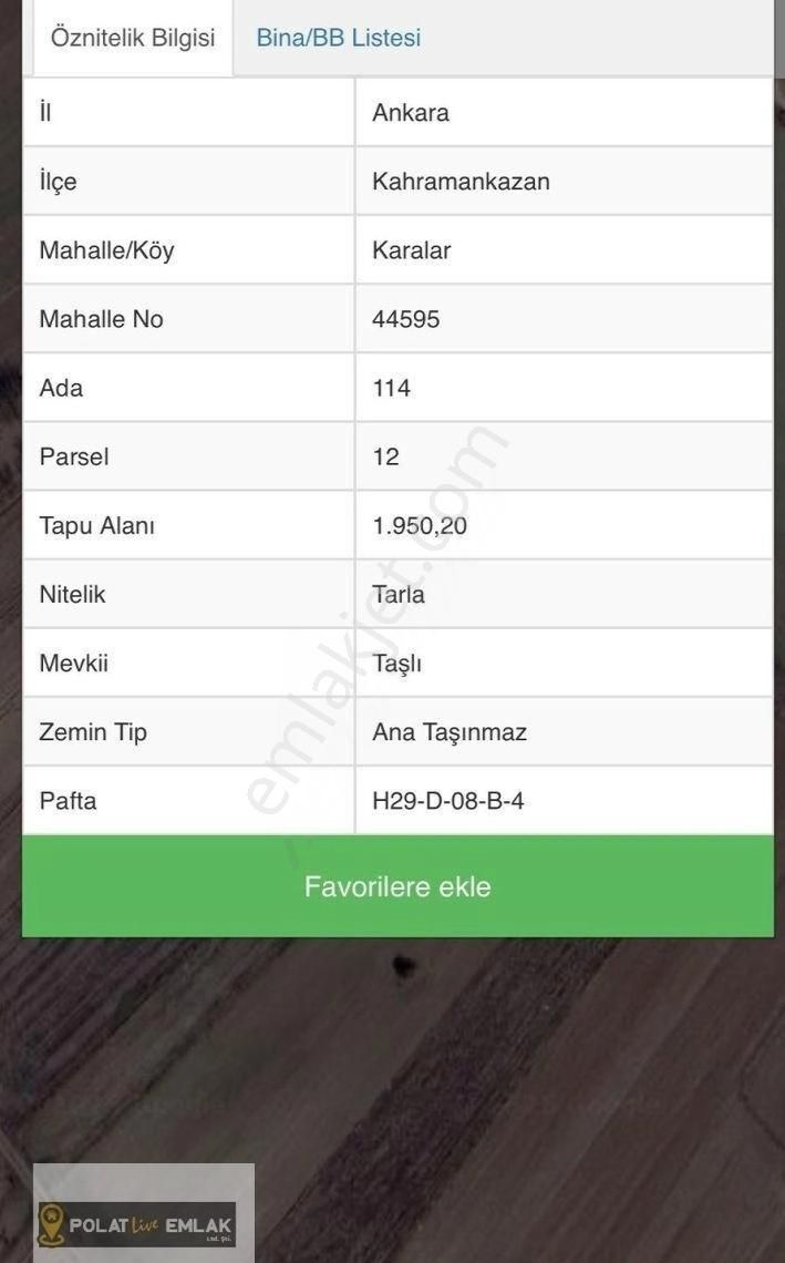 Polat Livedan Kahramankazan Karalarda Müstakil Tapulu Tarla